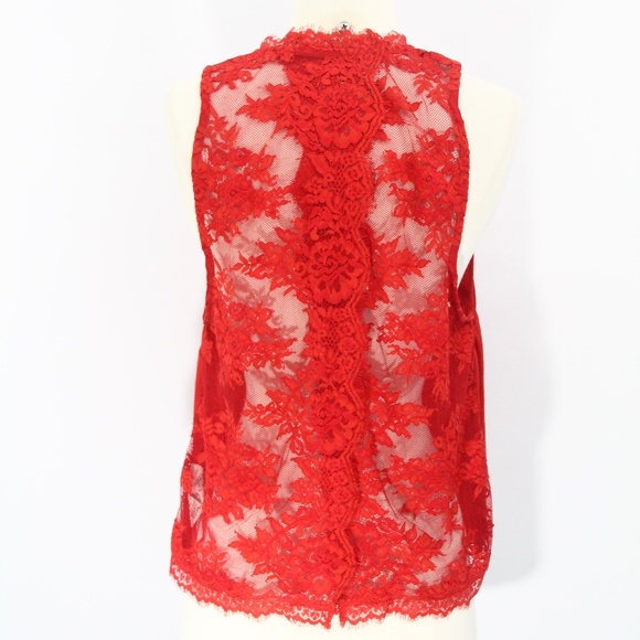 Free People Lace Tank Top Open Back Shirt Red - Picture 2 of 8